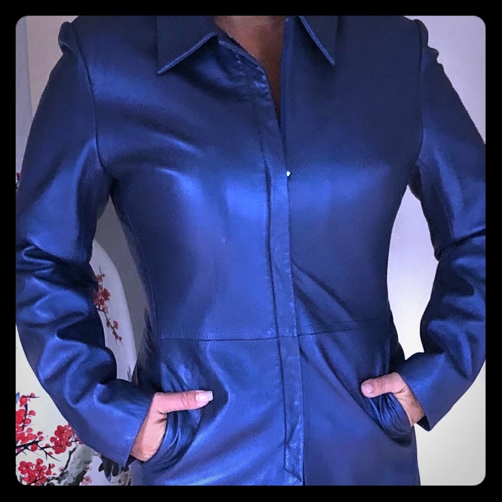 Michael Holson leather full length designer coat